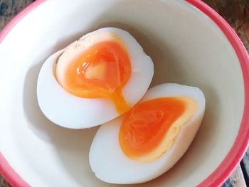 High angle view of breakfast on table