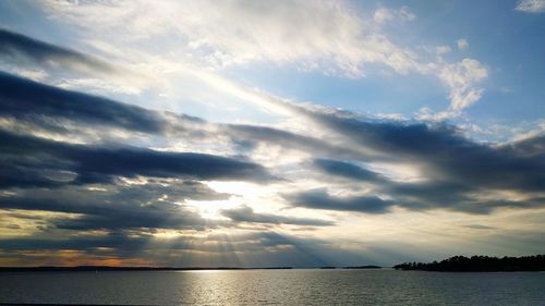 Scenic view of sea against cloudy sky