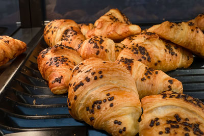 High angle view of bread for sale in store