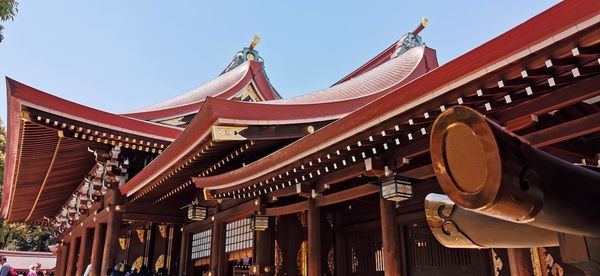 Low angle view of temple against building