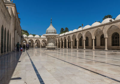 View of historical building against clear blue sky