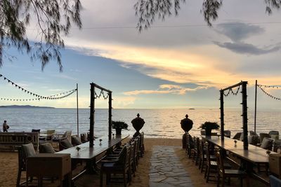 Scenic view of sea against sky during sunset