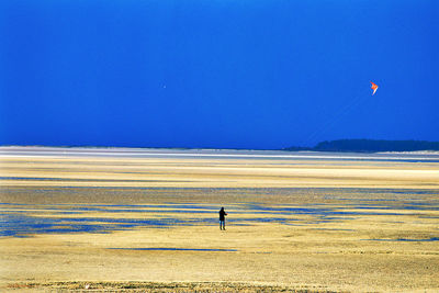 Scenic view of landscape against blue sky