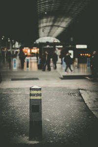 Close-up of illuminated lights in city at night
