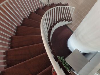 High angle view of spiral stairs