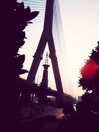 Low angle view of city at sunset