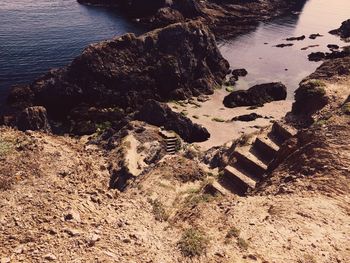 High angle view of sea