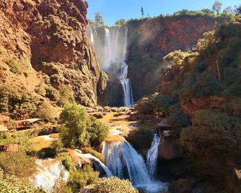 Scenic view of waterfall