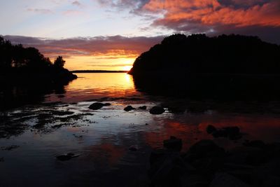 Scenic view of sunset over river