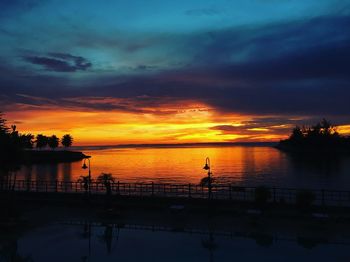 Scenic view of calm sea at sunset