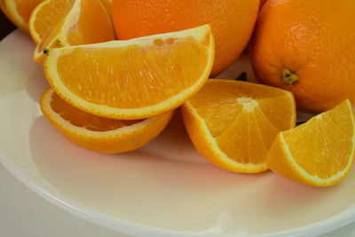 High angle view of orange fruits on table