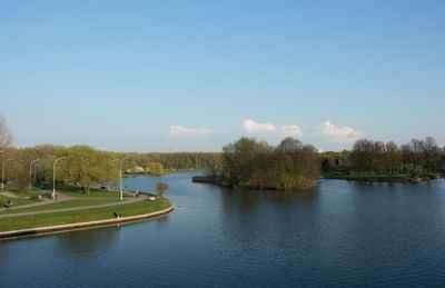 Scenic view of lake against clear sky