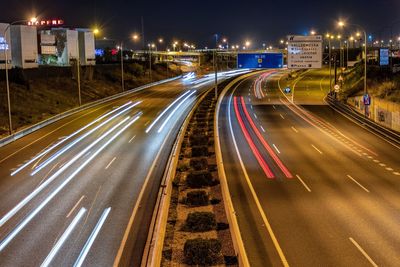 Light trails on highway at night