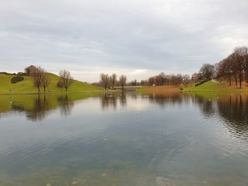 Scenic view of lake against sky