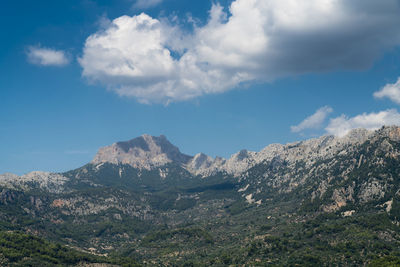 Low angle view of mountains against sky