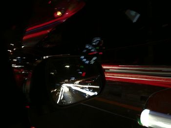 Light trails on car at night