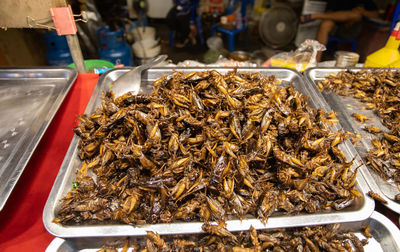 High angle view of food for sale at market stall