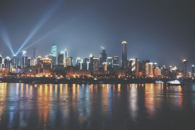 Illuminated city at night