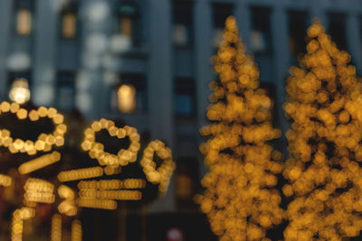 Close-up of illuminated lanterns