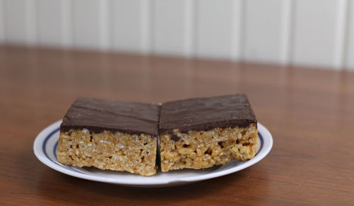 Close-up of dessert in plate on table