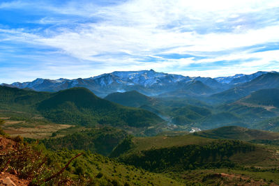 Scenic view of mountains against sky