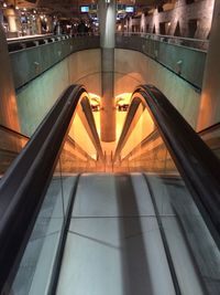 View of illuminated escalator