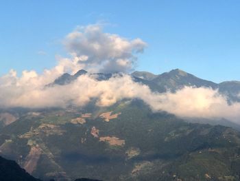 Scenic view of mountains against clear sky