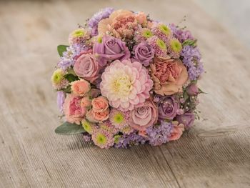 Close-up of bouquet of flowers on table