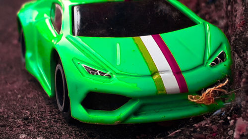 Close-up of toy car