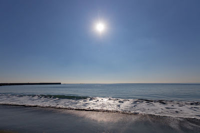 Scenic view of sea against clear sky