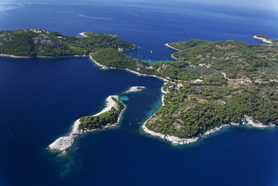 High angle view of island amidst sea