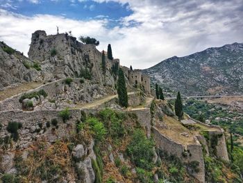 View of fort against cloudy sky