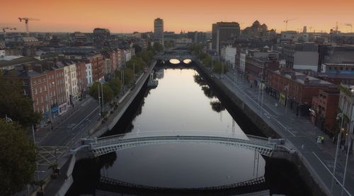 High angle view of bridge over river in city