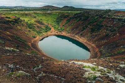 High angle view of lake