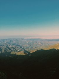 High angle view of mountain range against sky
