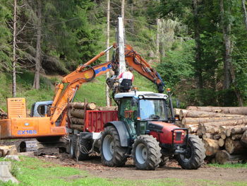 Tractor parked on roadside