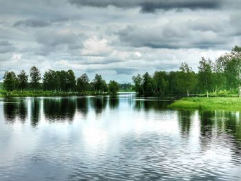 Scenic view of lake against sky