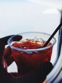 Close-up of drink in glass on table