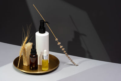 Close-up of lighting equipment on table