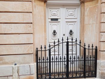 Closed door of building