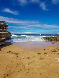 Scenic view of beach against sky