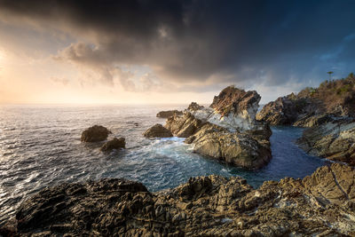 Scenic view of sea against sky during sunset