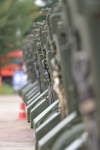 Close-up of bicycles