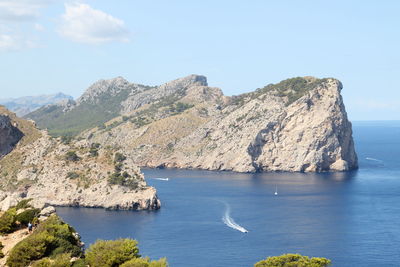 Scenic view of sea and rocks against sky