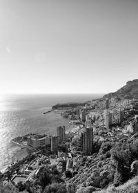 Cityscape with sea in background