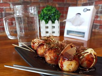 Close-up of food served in plate