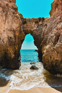 Scenic view of sea against clear sky
