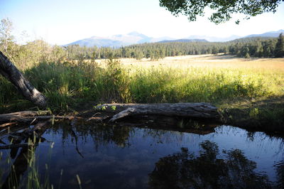 Scenic view of lake against sky