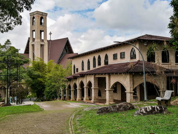 Exterior of historic building against sky