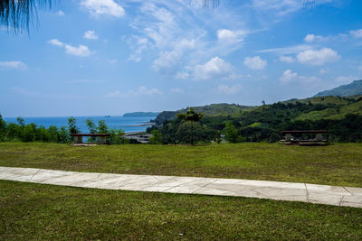 Scenic view of land against sky
